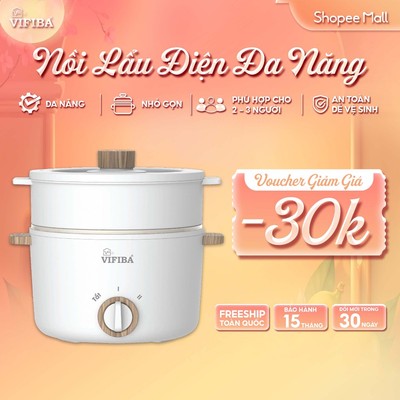 Nồi lẩu điện siêu tốc Vifiba chính hãng - nồi điện đa năng - công suất 1000W - dung Tích 3L
