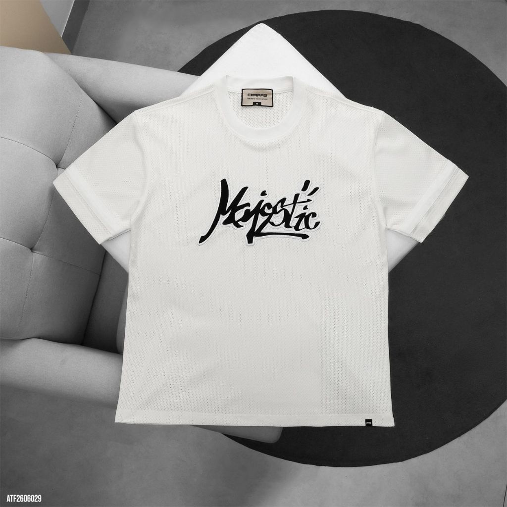 JANSHOP Áo Thun Mesh Relaxed Graffi, Chất Vải Lưới Thoáng Khí, Họa Tiết Thêu Đắp Vải Độc Đáo