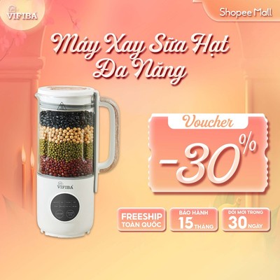 Máy Xay Nấu Sữa Hạt 8in1 VIFIBA Chính Hãng, Máy Làm Sữa Hạt 10 Lưỡi Dao, Dung Tích 1L VE14