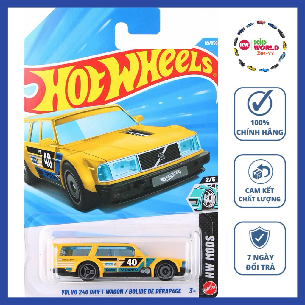 Xe mô hình Hot Wheels basic Volvo 240 Drift Wagon JJL20.