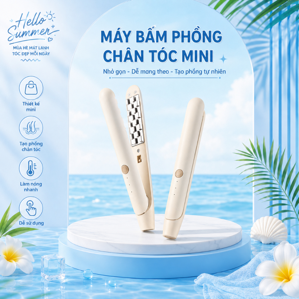 [CÓ HỎA TỐC HCM] Máy bấm tóc KEYSHE phủ ceramic - máy dập phồng chân tóc nhanh 30s và giữ nếp lâu ch