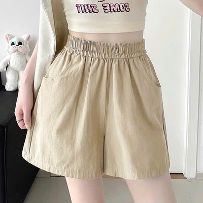 Quần short trơn ngắn nữ NAD unisex, quần đùi cạp chun ống rộng vải kaki hàn có túi phong cách thoáng mát
