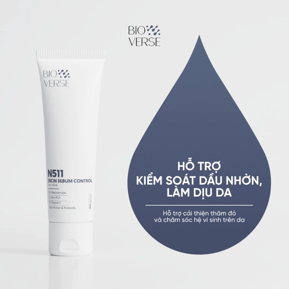 Ảnh 2 của Gel dưỡng ẩm Bioverse N511 Escin Sebum Control Gel Cream hỗ trợ kiểm soát dầu nhờn, làm dịu da mụn