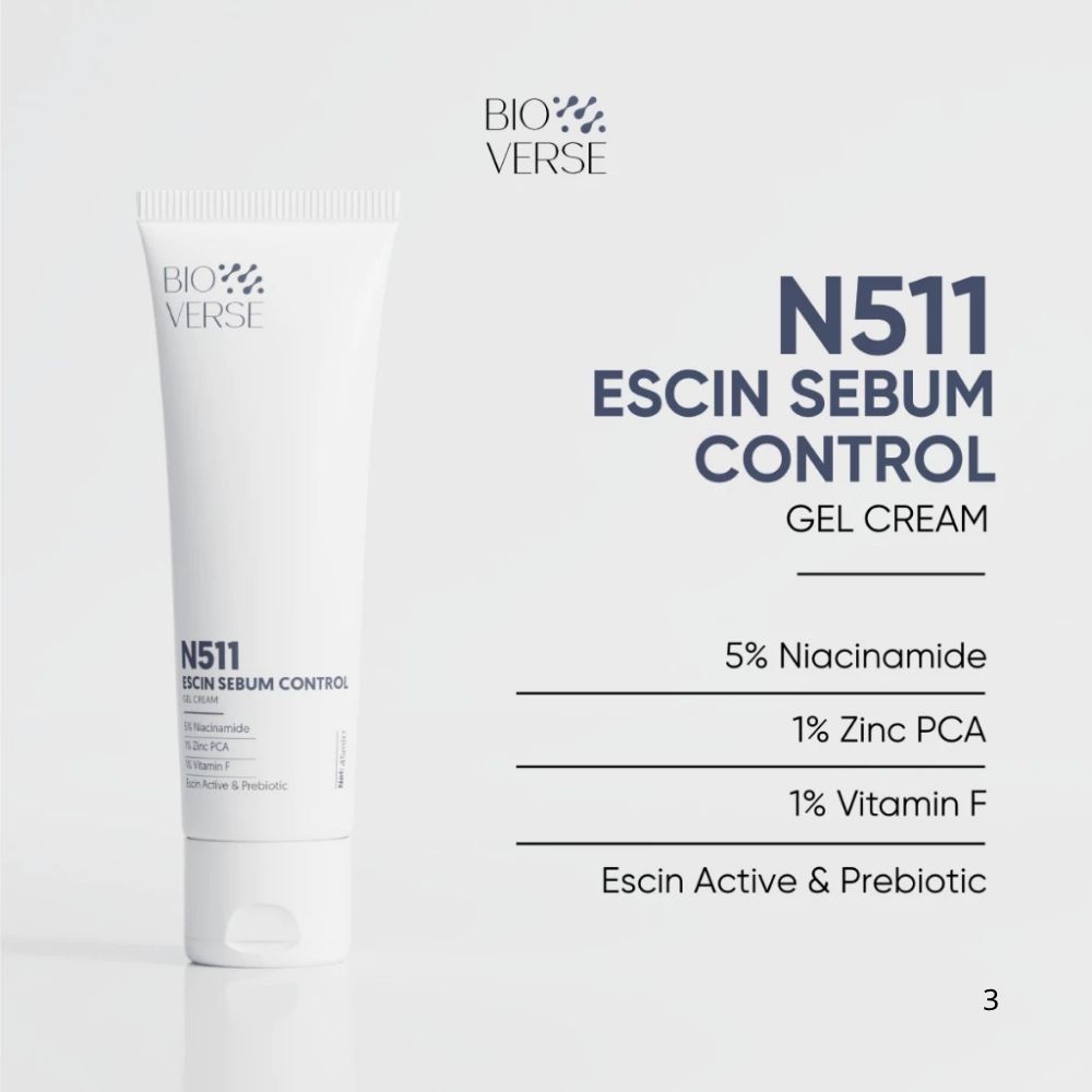 Ảnh 4 của Gel dưỡng ẩm Bioverse N511 Escin Sebum Control Gel Cream hỗ trợ kiểm soát dầu nhờn, làm dịu da mụn