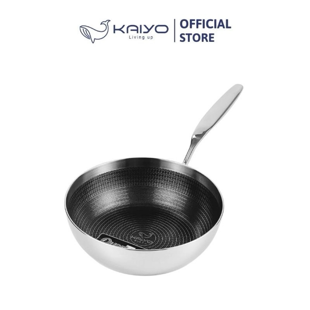 Chảo inox sâu lòng chống dính hoa văn nổi Tri-Ply Kaiyo, size 20cm [mã KNW-3598]