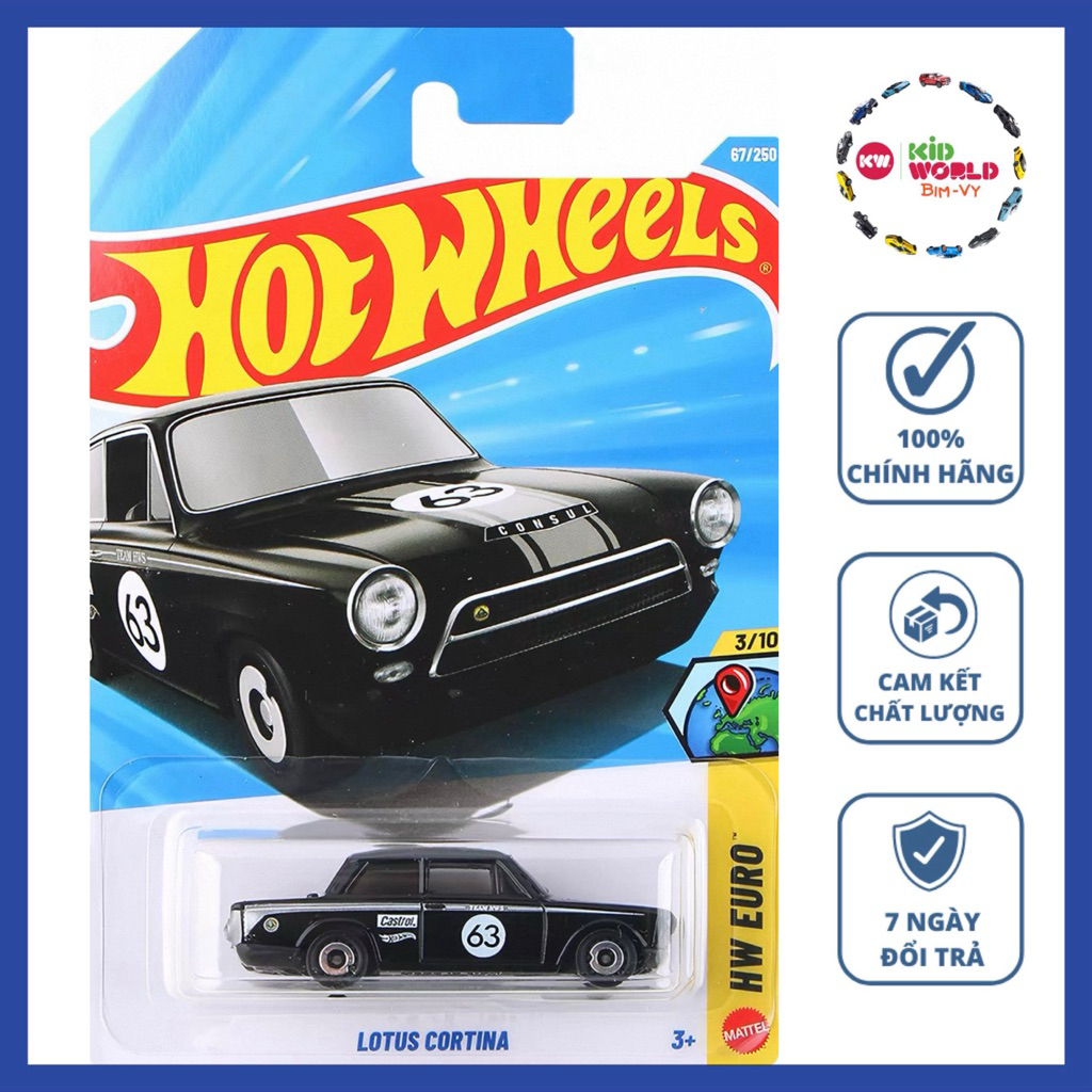 Xe mô hình Hot Wheels basic Lotus Cortina JJL16.