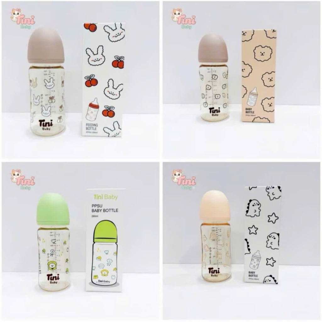 [Mybabyshopp] Bình Sữa Tini Cổ Rộng PPSU Thế Hệ Mới 200ml/280ml Các Phiên Bản (Chọn Núm)