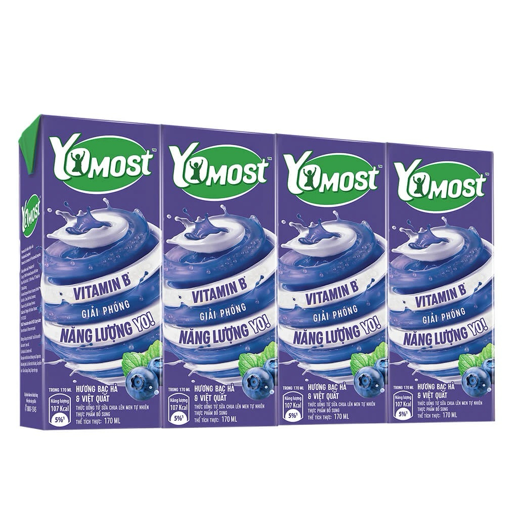 Sữa Yomost Hương Việt Quất Bạc Hà 170ml Hộp