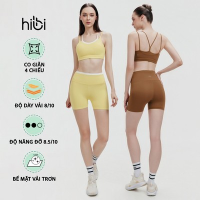 Bộ tập Yoga Gym nữ Hibi Sports áo bra BA531 & quần đùi QS215, vải Luxury High Spandex, kèm mút đệm