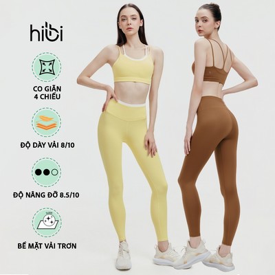 Bộ tập Yoga Pilates Hibi Sports áo bra BA531 & quần dài QD336, vải Luxury High Spandex, kèm mút đệm