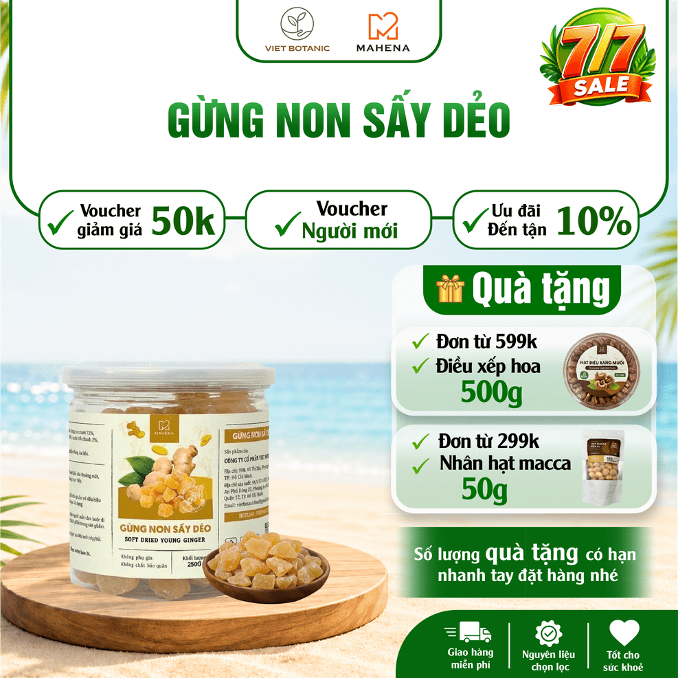 Gừng non sấy dẻo Mahena