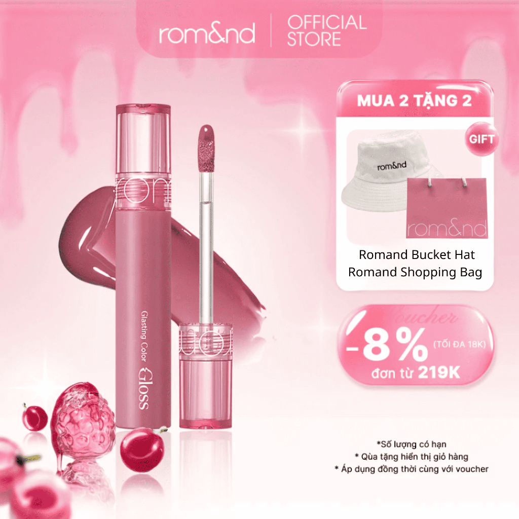 [Rom&nd] [CREAM NUDE] Son tint bóng căng mọng Romand Glasting Color Gloss 4g | BigBuy360 - bigbuy360.vn