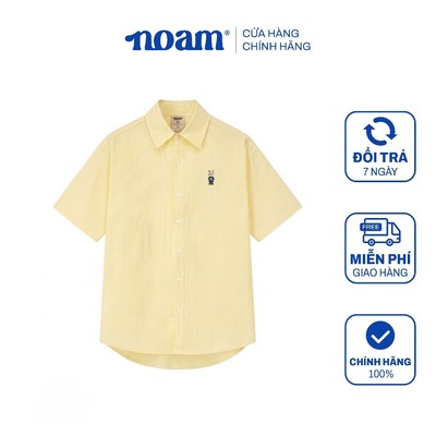 Áo Sơ Mi Ngắn Tay Form Rộng NOAM Nafox Oxford – Pale Yellow Fine Stripe