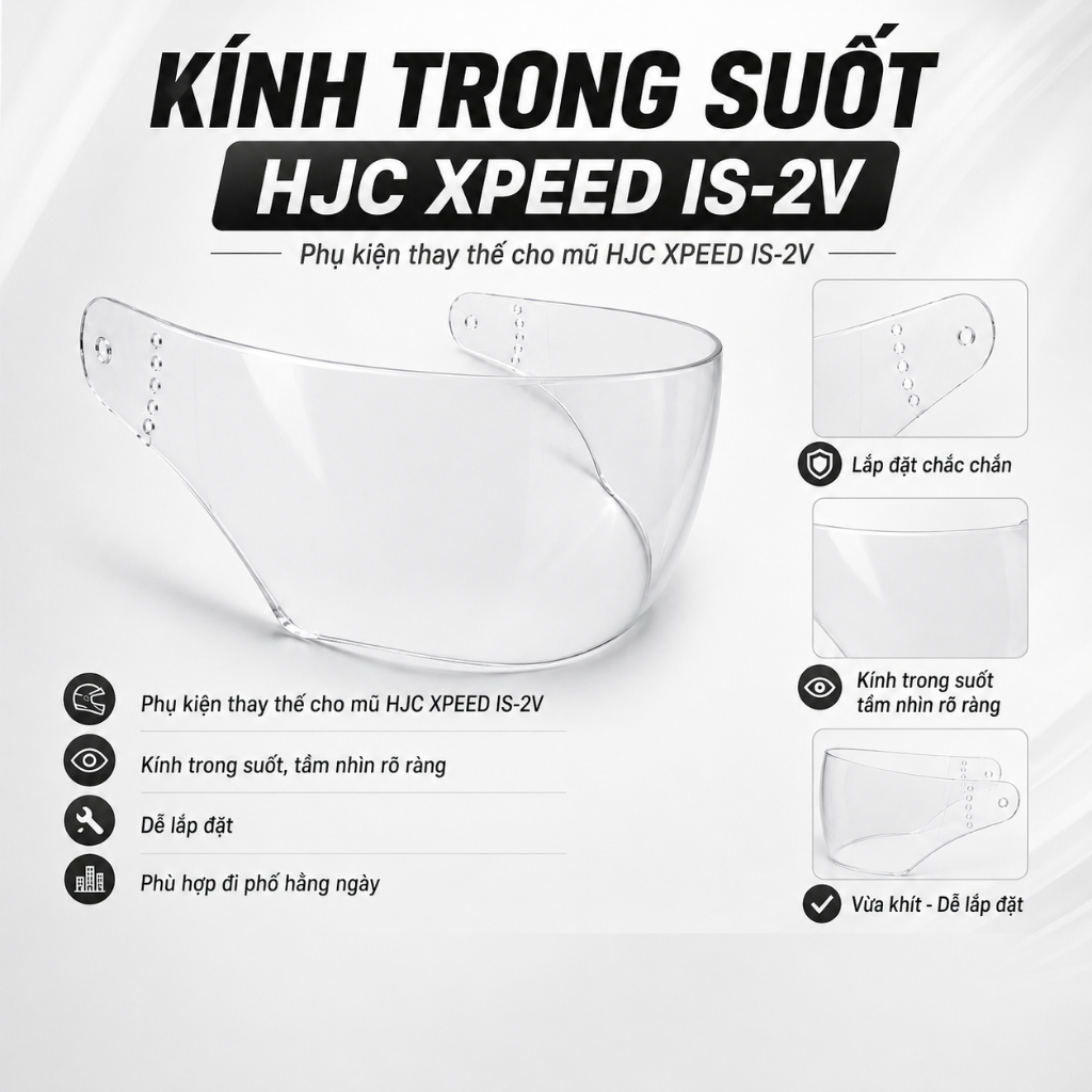 Phụ Kiện Kính Trong Suốt HJC XPEED IS-2V / NEX30 Thay Thế Cho Mũ Bảo Hiểm HJC XPEED