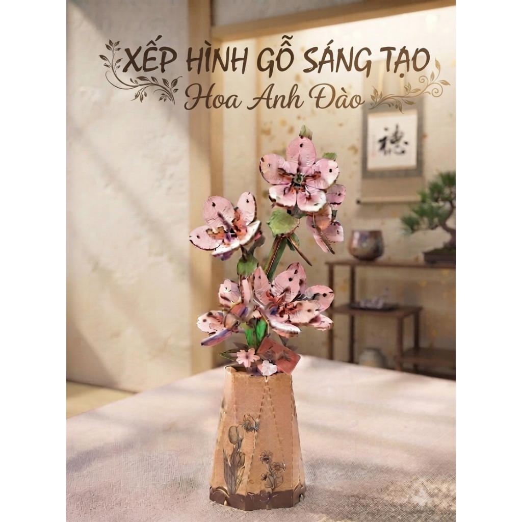 Mô Hình Lắp Ráp 3D BẰNG GỖ ROWOOD SAKURA (HOA ANH ĐÀO) - WOODEN BLOOM CRAFT