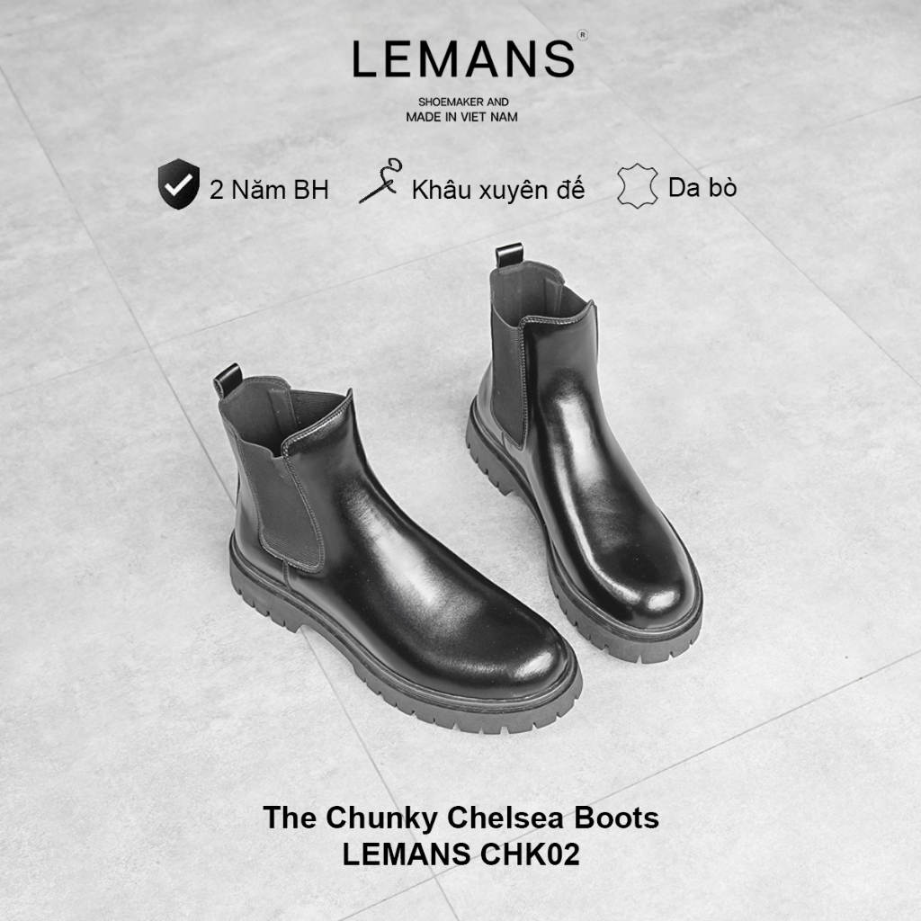 Giày THE CLASSIC CHUNKY CHELSEA Boots LeMans CHK02.6 da bò Bảo hành 24 T
