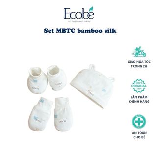 Sét 3 Chi Tiết Boona:  Mũ Tai Gấu Kèm Bao Tay Bao Chân Chất Liệu Bamboo Silk Mềm Mại, Thoáng Mát Cho Bé Sơ Sinh