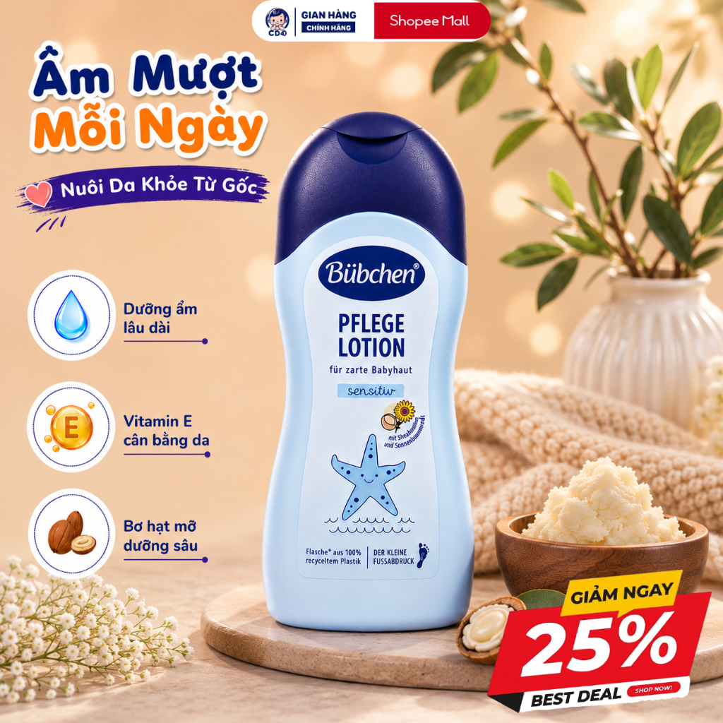 Sữa Dưỡng Thể Cho Bé BUBCHEN Pflege Lotion Dưỡng Da Cho Trẻ Từ Sơ Sinh 400ml