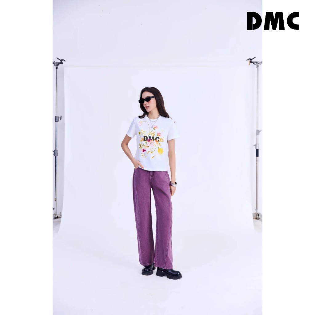 Quần jeans ống suông tím DMC (Purple Denim Loose Pants)