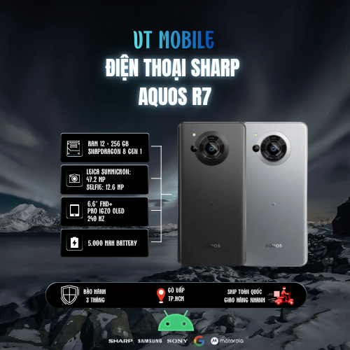 Điện Thoại SHARP AQUOS R7 ( Ram 12/256), Chip Snapdragon 8 gen 1, Pin 5000mAh