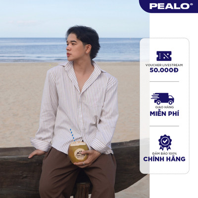 Áo sơ mi nam PEALO kẻ sọc chất liệu cotton cao cấp form relax thoải mái