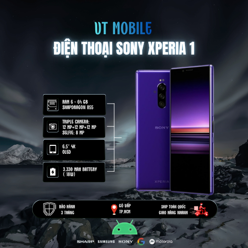Điện Thoại SONY XPERIA 1 ( Ram 6/64GB), Chip Snapdragon 855, Pin 3330mAh, Camera nét đẹp