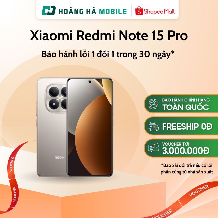 Điện thoại Xiaomi Redmi Note 15 Pro 12GB/256GB Pin 6500mAh - Bảo hành chính hãng (Nguyên Seal chưa Active)