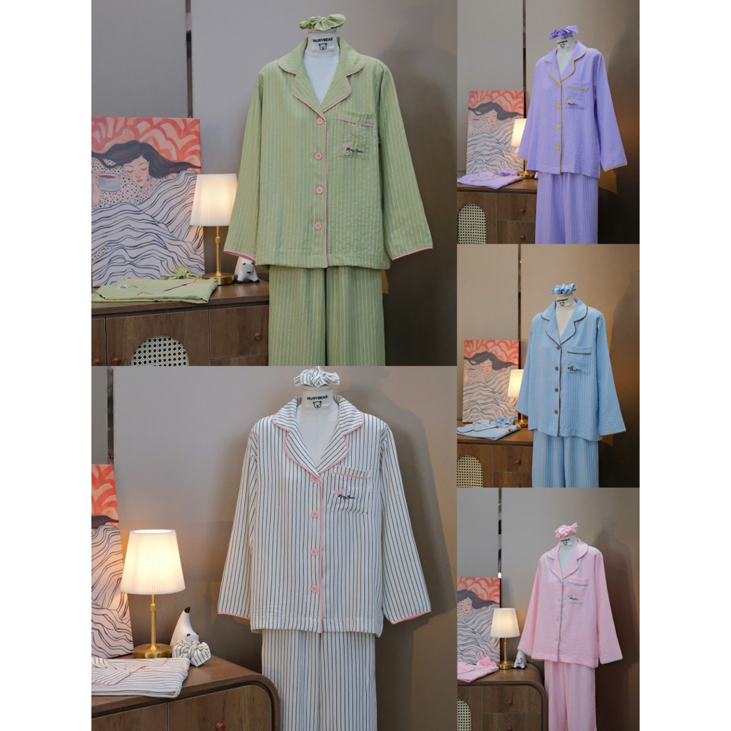 Bộ Pijama Monybear TDQD Coton Vân Mây Sọc - Mb179