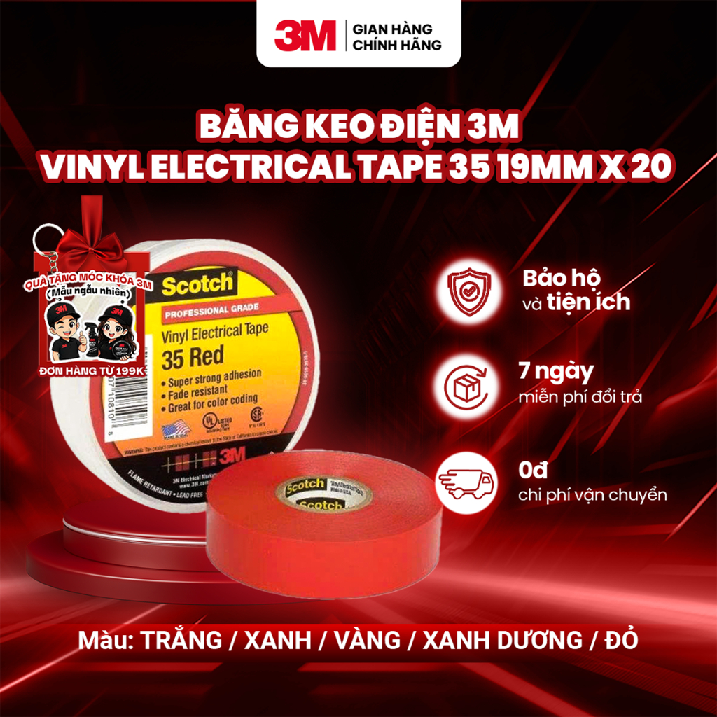 Băng keo điện 3M Vinyl Electrical Tape 35 khổ 3/4 x 66ft