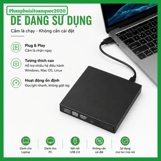 Box Ổ Đĩa DVD Gắn Ngoài USB 2.0 SATA 12.7mm/9.5mm – Tận Dụng Ổ DVD – Dùng Cho Laptop, PC