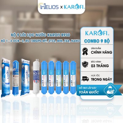 Combo 9 Lõi Lọc Nước Karofi Chính Hãng Cho N-e239 B930 – Bộ Lõi 12OCB3 RO100US 2T33 Mineral Far Nano