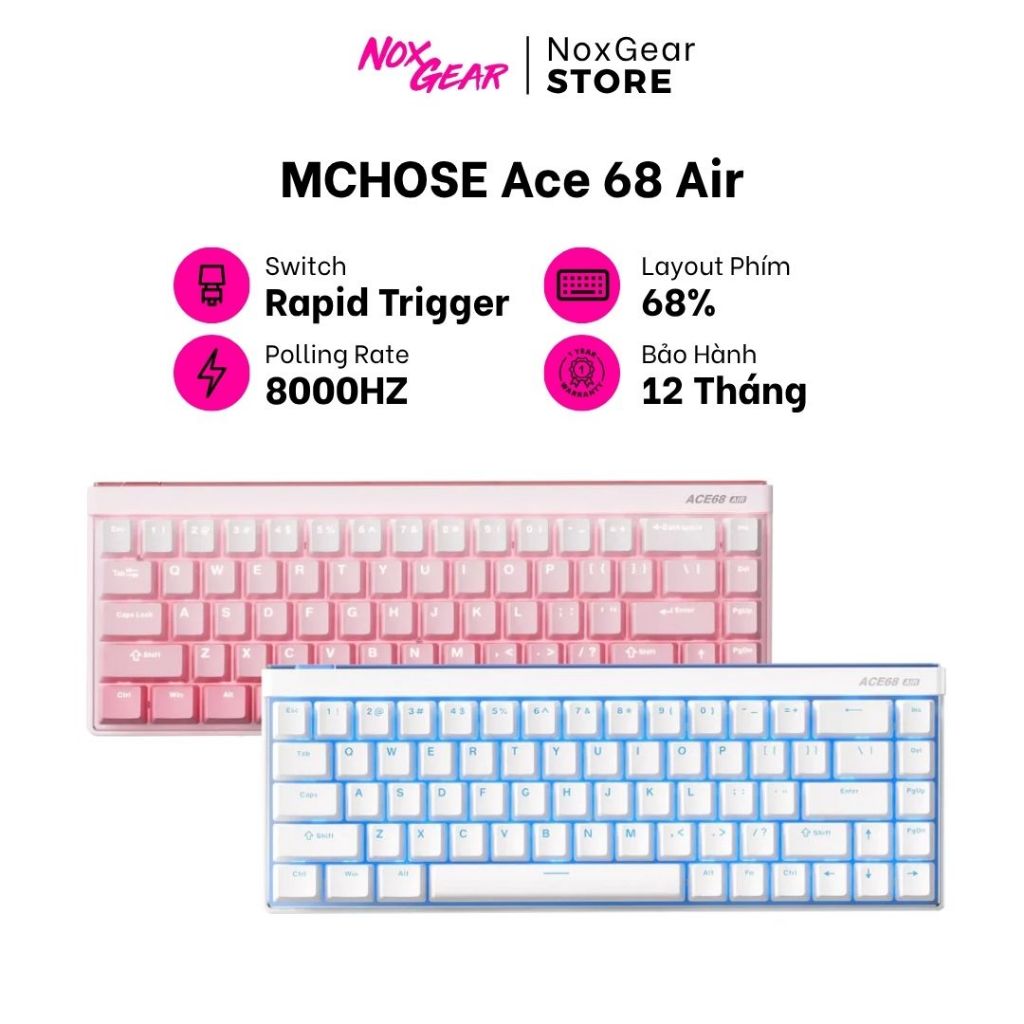 Bàn Phím Cơ Gaming MCHOSE ACE68 AIR - Bàn Phím Rapid Trigger - Hàng Chính Hãng Bảo Hành 1 Năm