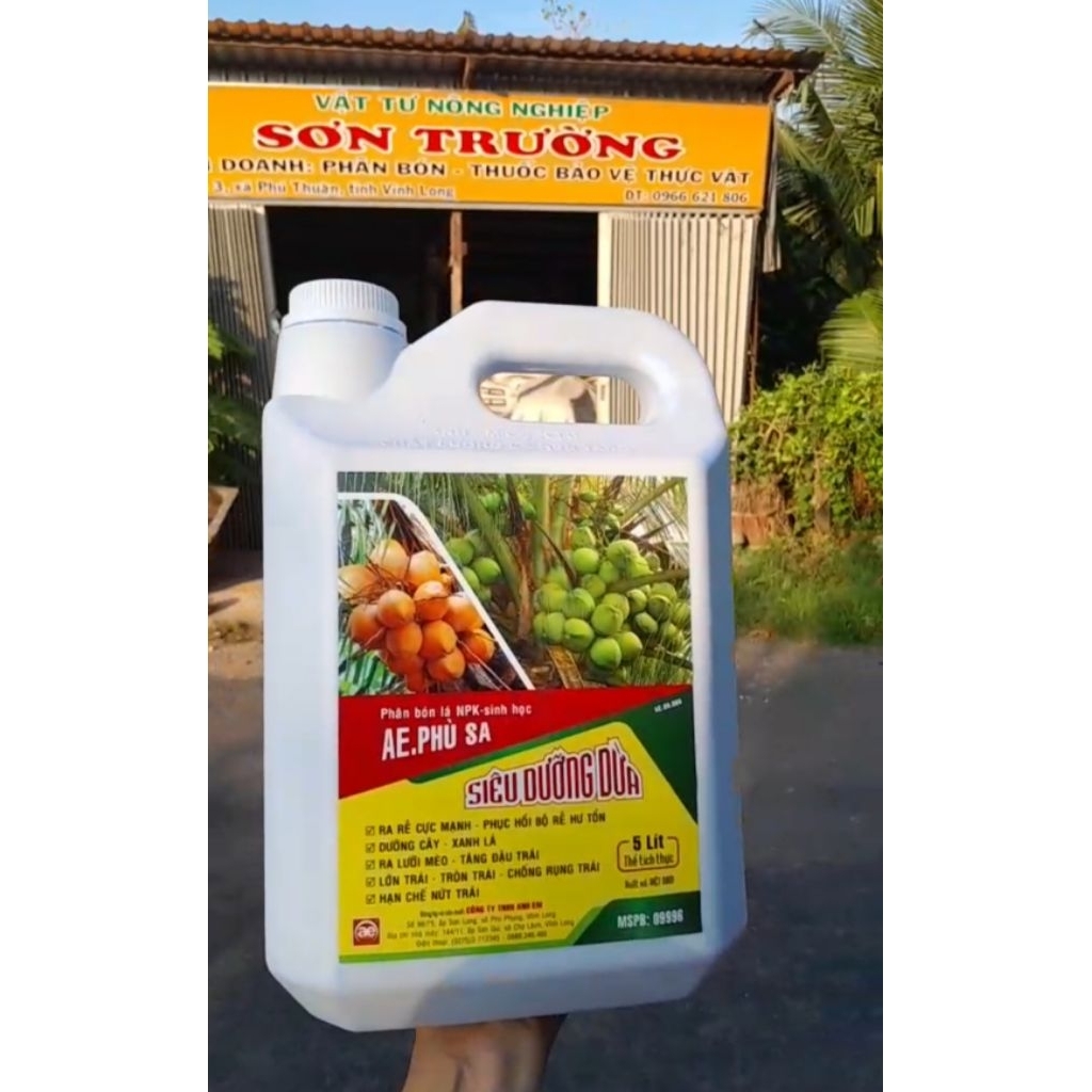 [ CHÍNH HÃNG Ae Phù Sa]  - Siêu dưỡng Dừa 5L - Phân bón lá NPK sinh học - Chăm sóc cây khỏe mạnh