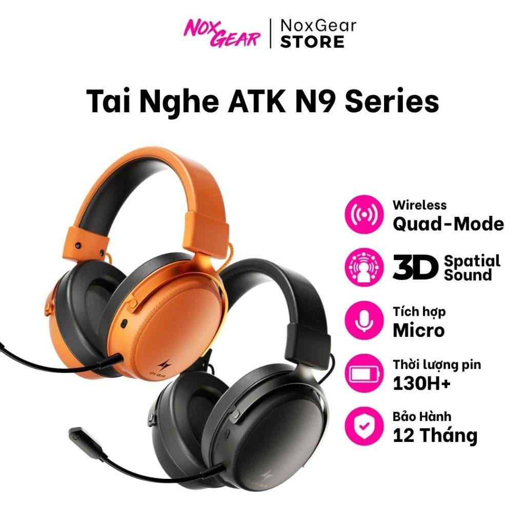 [GIAO NGAY] Tai Nghe Gaming ATK N9 Pro | N9 Ultra Wireless 4 Mode - Chuyên Game - Bảo Hành Chính Hãn