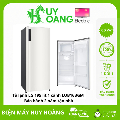 [Giao hàng toàn quốc] Tủ lạnh LG 195 lít 1 cánh LOB16BGM - Bảo hành 2 năm tận nhà