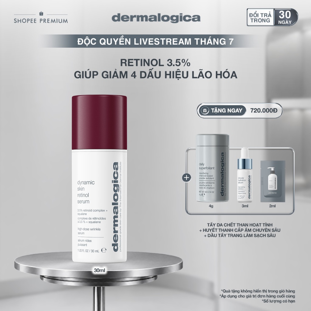 [KOL] Huyết thanh cải thiện lão hoá Retinol 3,5% Dermalogica Dynamic Skin Retinol Serum 30ml
