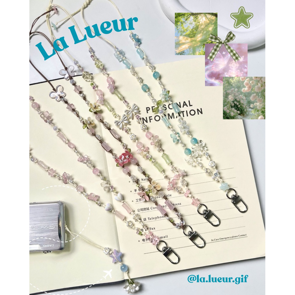 La Lueur Dây đeo thẻ handmade hoa La Lueur - Thiết kế tinh tế với hạt và hoa màu pastel - Phụ kiện t