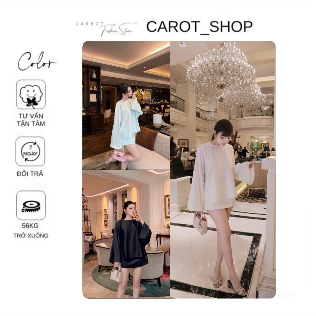 (BIGSIZE) VN128 SET ÁO LỤA SANG CHẢNH BASIC QUÝ PHÁI PHỐI CHÂN VÁY CHỮ A NHẸ NHÀNG BY CARROTSHOP
