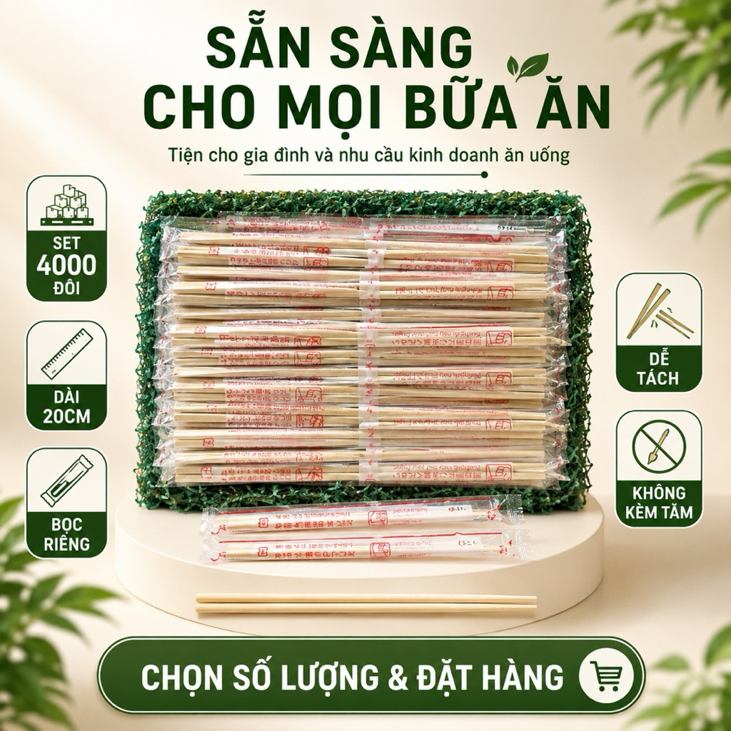 Sét 4000 đôi đũa dùng 1 lần loại hàng Xá không tăm