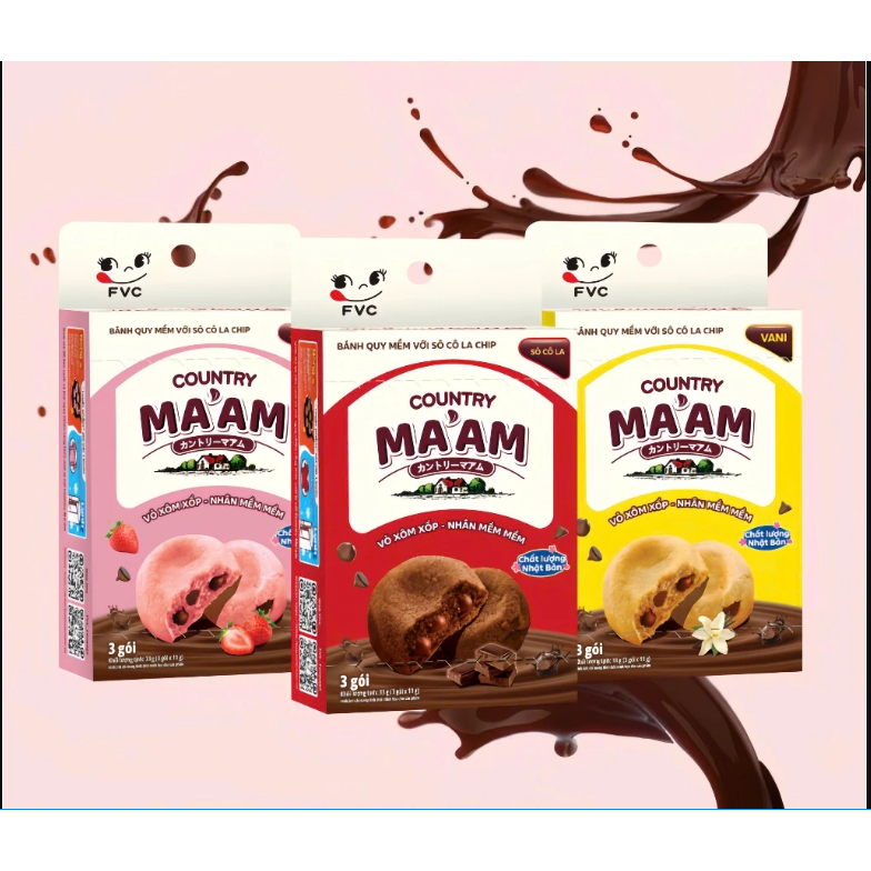 Bánh Quy Mềm Country Ma'am hương Socola/Dâu/ Vani
