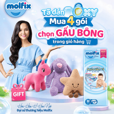 [Mua 4 gói_Chọn QUÀ trong giỏ] Tã/bỉm dán Molfix Oxy Jumbo giúp Ngừa Hăm Tã đủ các size NB,S,M - Bịch Lẻ
