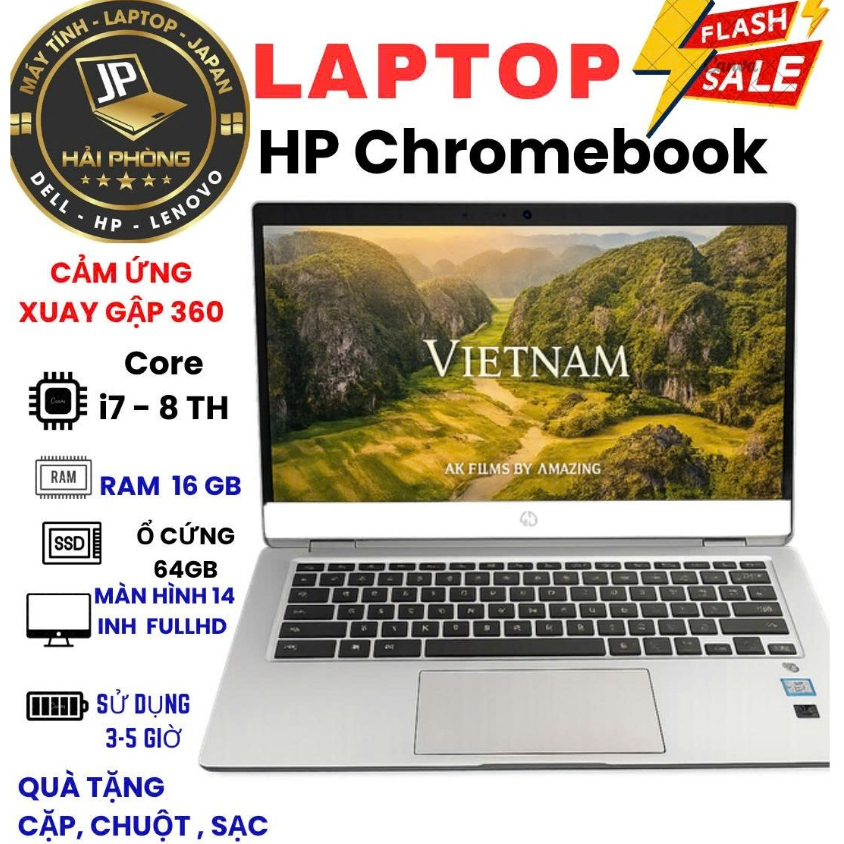 HP Chromebook x360 14 G1 | Core i7-8650U | RAM 16GB | eMMC 64GB | Cảm ứng xoay gập 360°