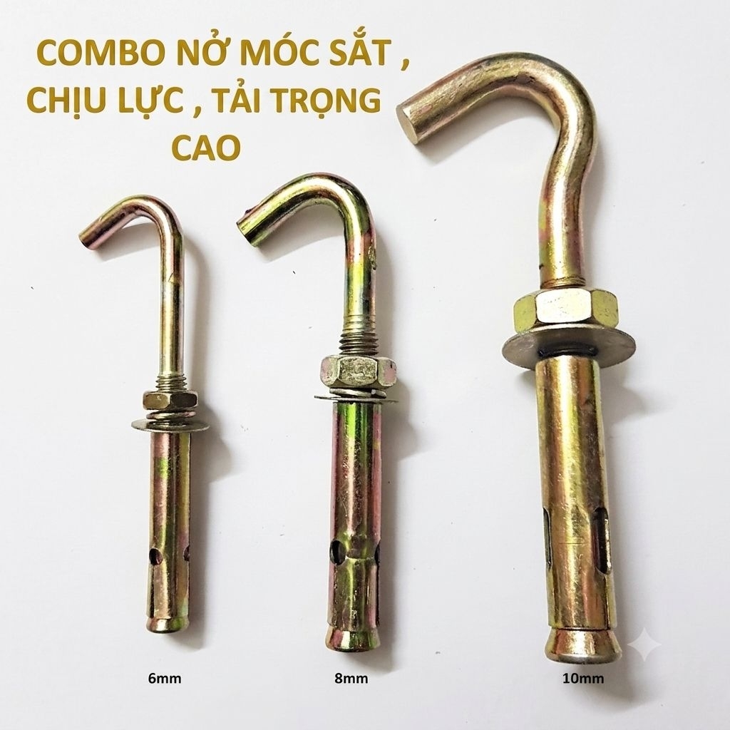 ( combo 2 )Nở sắt móc,tắc kê móc sắt phi 6 8 10mm