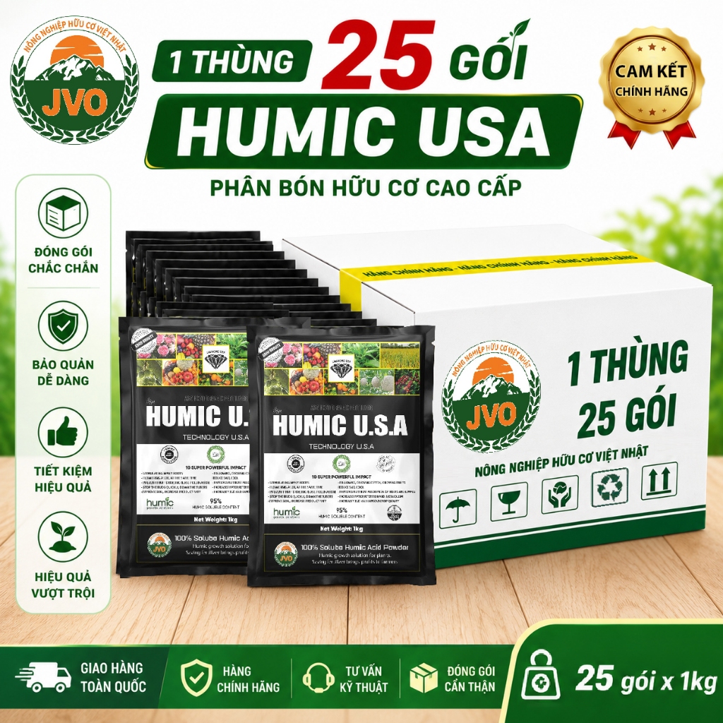 Humic Usa J60 Thùng 25 Gói 1kg nhập khẩu hàng chính hãng JVO NongNghiepVietNhatJVO