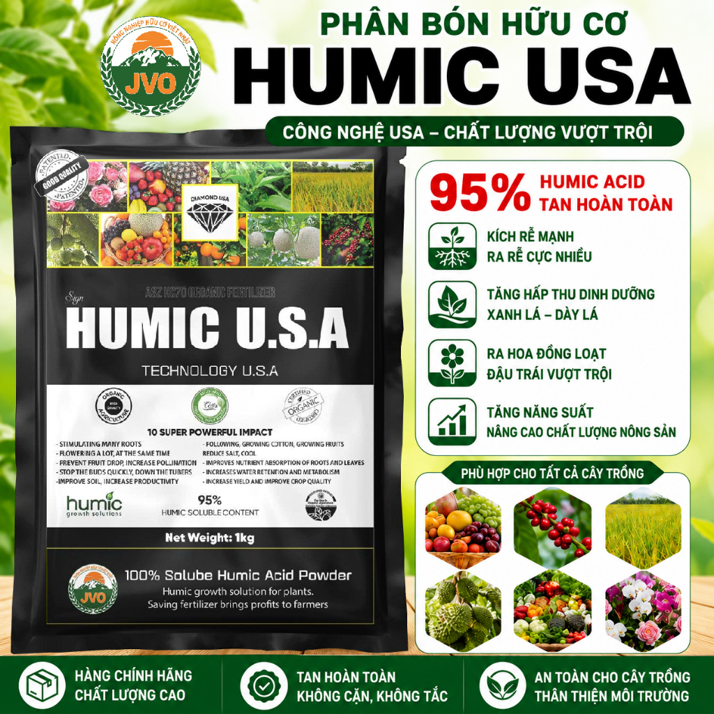 Phân bón HUMIC USA gói 1kg nhập khẩu hàng chính hãng J60 VietNhat