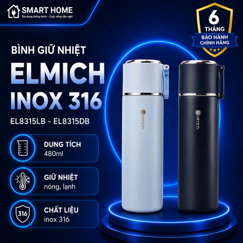 Bình Giữ Nhiệt Inox 316 Elmich EL8315 – Dung Tích 480ml – Bảo Hành Chính Hãng 6 Tháng