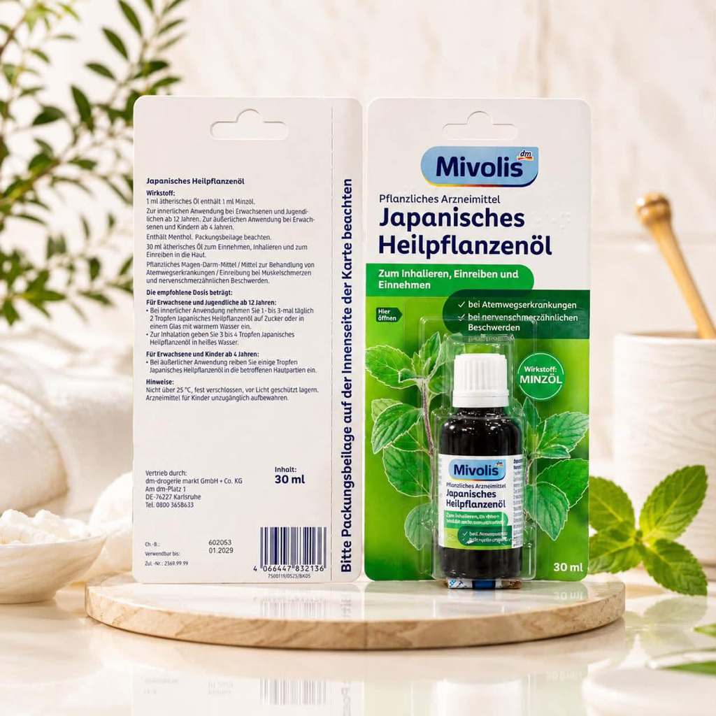 tinh dầu bạc hà mivolis Đức 30ml