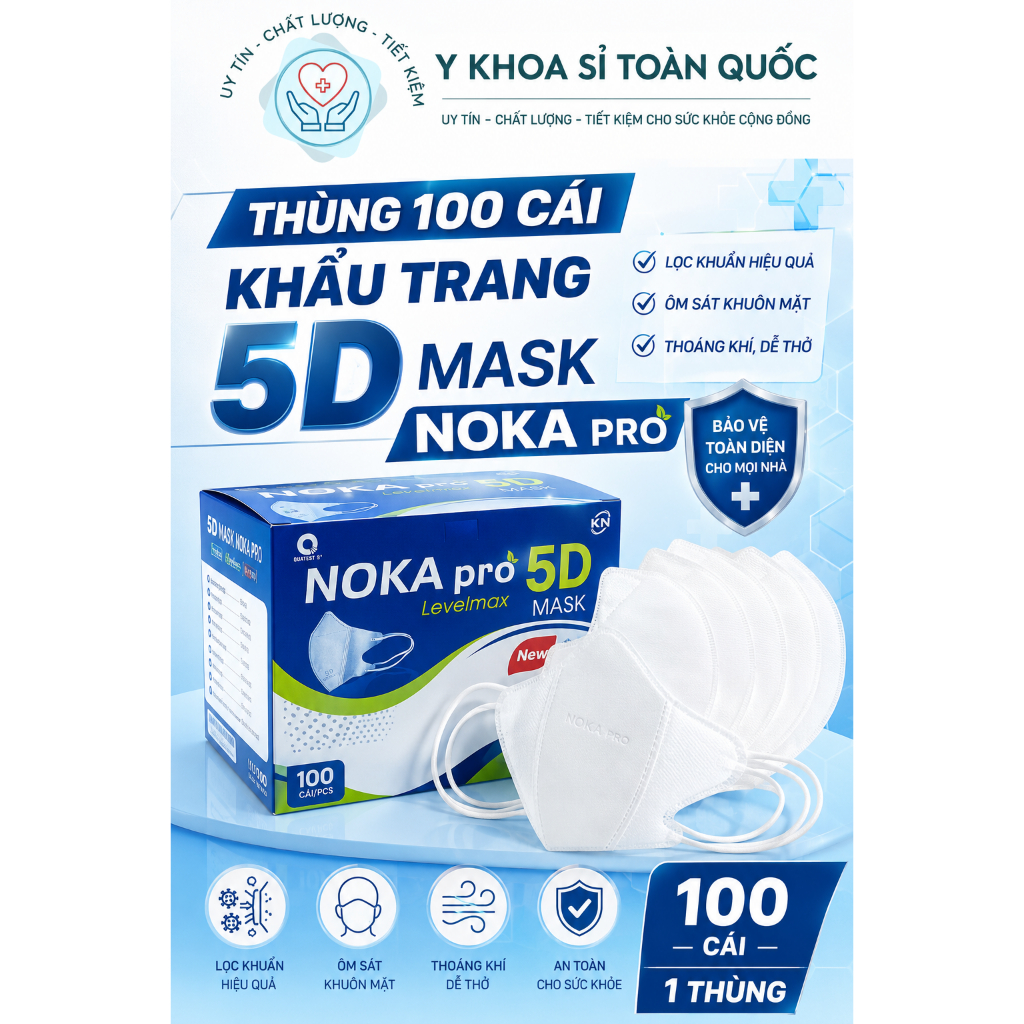 QUÀ TẶNG - FREESHIP +Khẩu Trang Thương Hiệu Noka Pro Cao Cấp, KF94 - 5D Mask - KT Y Tế 9A, KT 3 Lớp