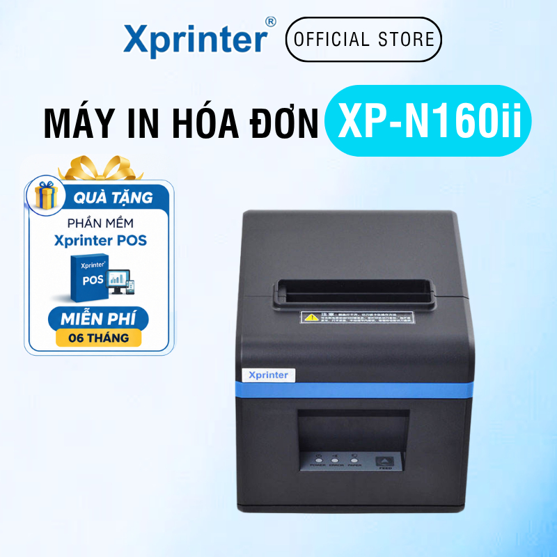Máy In Bill K80 Xprinter XP-N160II In Hóa Đơn Nhiệt Cắt Giấy Tự Động USB LAN