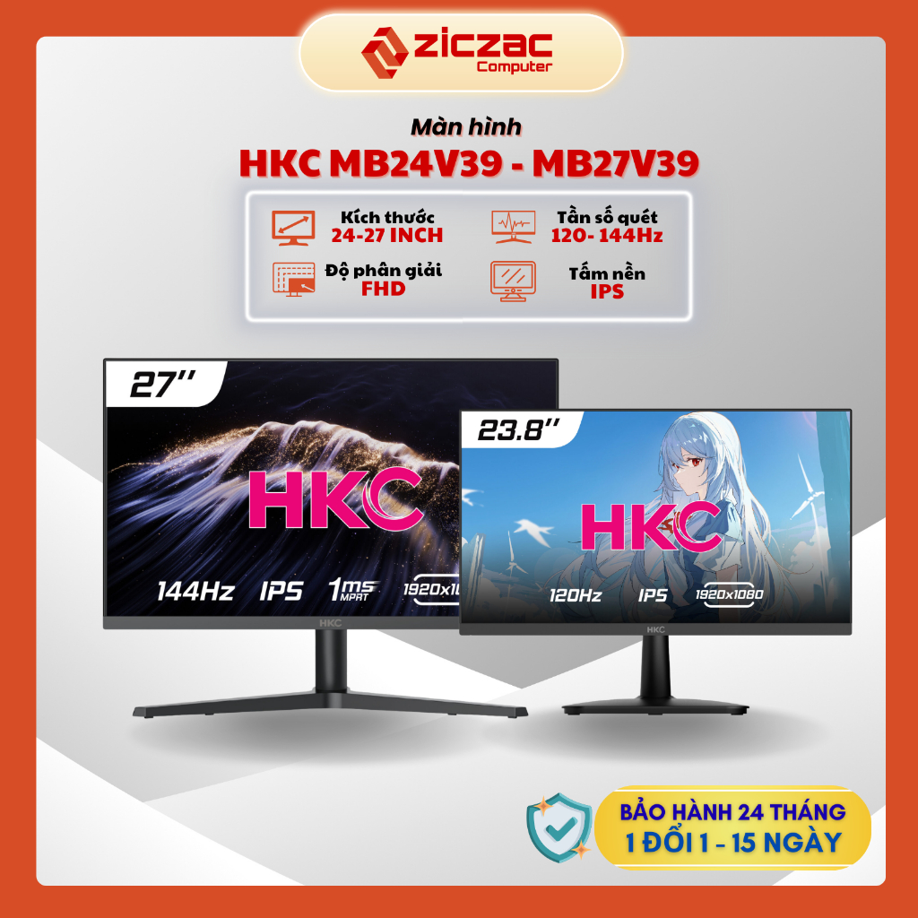 [Hỏa tốc HN] Màn hình HKC MB24V39 24inch 120Hz & MB27V39 27inch 144Hz FHD IPS 1ms - Chính hãng